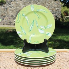 Set de 6 assiettes à dessert porcelaine Geneviève Lethu / Jardin d'été  ø 21 cm