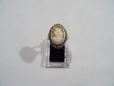 ANCIEN BIJOU BAGUE CAMEE ET MARCASSITE EN ARGENT MASSIF SILVER CAMEO RING