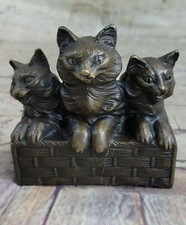 Chat Kitty Félin Amoureux Collectionneur Bronze Marbre Statue Art Décor Cadeau