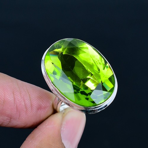 Bague réglable péridot - , ovale
