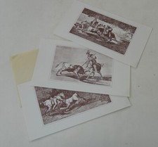 3 Reproductions Gravures de GOYA : TAUROMAQUIA - Ensemble remis sous calque
