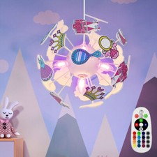 Lampe Suspendue LED Enfants Plafonnier Fille Suspension RGB Dimmable Princesse