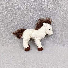 Peluche doudou poney cheval Marshall TY écru blanc marron 20 cm 2003 TBE