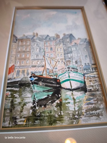 Aquarelle port honfleur - du, d