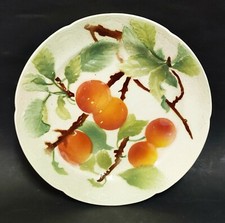 ASSIETTE BARBOTINE MAJOLICA  ABRICOT KG ST CLEMENT 1900