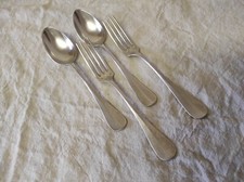 2 Cuillères +2 Fourchettes Nicke Lide Ravinet d'enfert & cie  Poinçon R.D trèfle