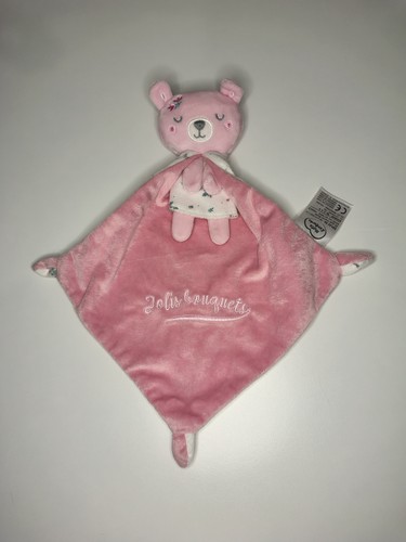 Doudou plat ours cape - rose, et