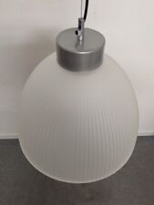 Gros lustre industriel en verre type holophane vintage des années 70/80