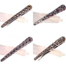 Grosse Argent Chic Papillon en Cristal Pélican Pince à Cheveux Chignon Crocodile