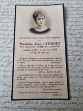Avis Décès 1939 Jean Lyonney Heme de Lacotte Mourning Card Santino