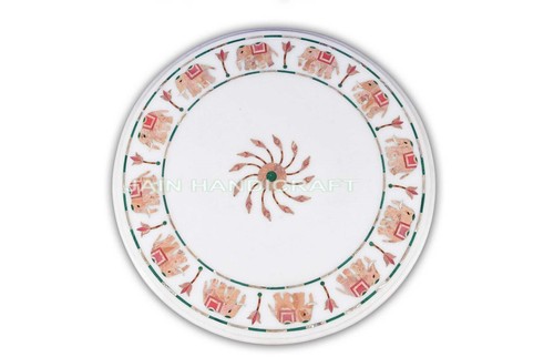 Round white marble table - 48",