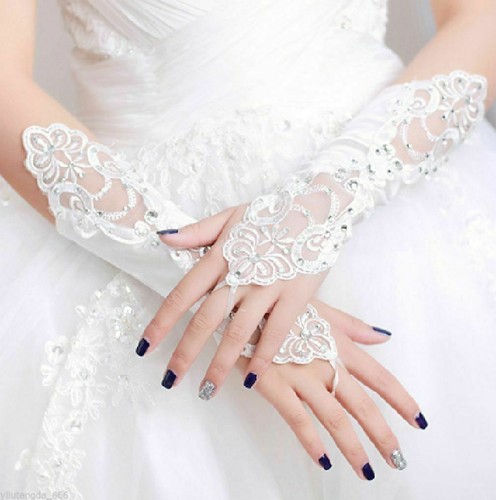 Gants mitaines dentelle - mitaines,