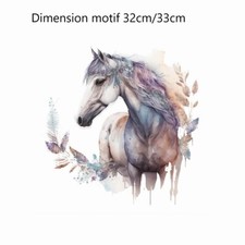 TISSU PANNEAU 50CM/60CM CHEVAL CAMARGUAIS  100% COTON