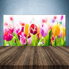 Crédence de cuisine en verre Panneau 140x70 Floral Tulipes