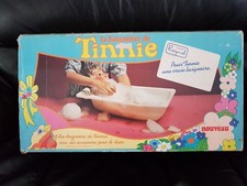 Poupée vintage Tinnie Raynal -ancienne baignoire et rare petite éponge d'origine