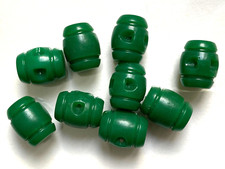 Lot de 9 boutons vintage 12 x 15 mm - Plastique vert en forme de petit tonneau