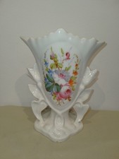 18,5Cm/Ancien vase/église/porcelaine/Paris?Bruxelles?cornet décor peint XIXéme/5