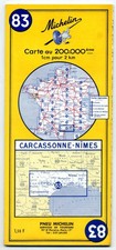 Ancienne carte MICHELIN n° 83 - Carcassonne Nîmes - 1965 - Excellent état
