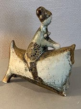 ÉLÉGANTE SCULPTURE FEMME SUR TAUREAU ARTISTE JOSEPH SIMON DANEMARK SOHOLM