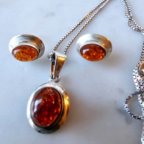 Argent ambre baltique parure