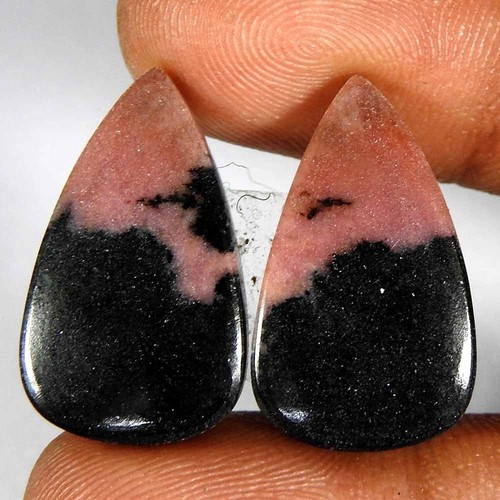 Paire poires rhodonite - de, en