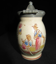 ANCIEN MOUTARDIER DECOR CHINOIS  9 cm POT à MOUTARDE 19 eme mustard jar
