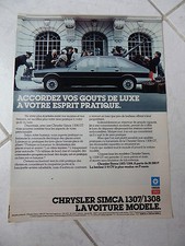 Publicité Chrysler Simca 1307/1308 1p 1977 advert presse coupure publicitaire