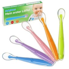 Baby 4 Cuillères en silicone – 0–6 mois – pour dîner apprendre Rose Bleu Oran...