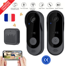 Sonnette Caméra Sans Fil Vidéo HD Porte Maison Alarme Etanche Electronique Nuit