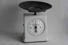 Ancienne Balance de cuisine fonte et émail Merkur Allemagne (69876)