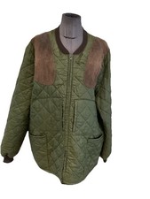 Authentique Veste Blouson Nylon Daim Kaki Barbour Xl