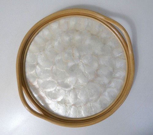 Plateau rond rotin nacre - plateau,