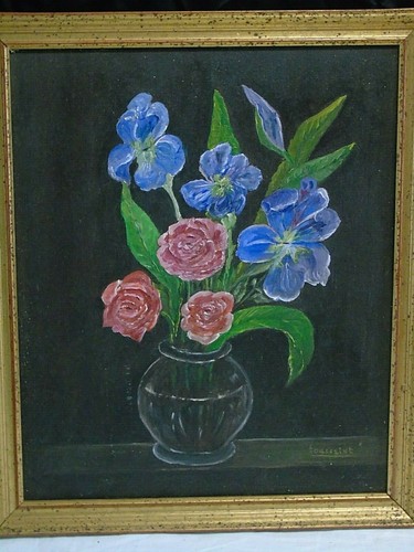 Tableau hst huile vase avec - vase,