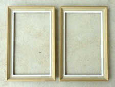 1950 - 1960  solide PAIRE DE CADRES blanc & Or. feuillure 50 x 30 cm