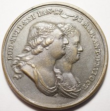 REVOLUTION: TRES RARE MEDAILLE POUR LA MORT DE LOUIS XVI & MARIE ANTOINETTE 1793