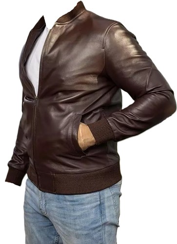 Blouson bomber marron pour