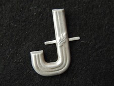 Ancienne Lettre J Aluminium lettrage industrie imprimerie initial métal pochoir