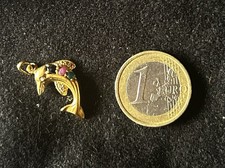 TRÈS JOLI PENDENTIF DAUPHIN PLAQUE OR SERTI DE 3 PIERRES TTBE 