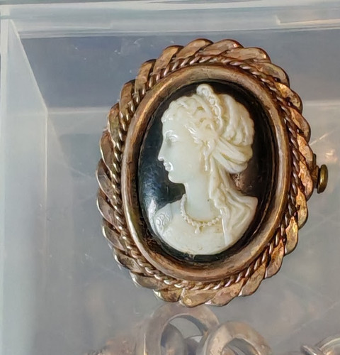 Camée monté broche époque - camée,