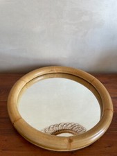 Miroir  En Rotin, Osier Déco Vintage Diamètre 44 cm Mural Rond