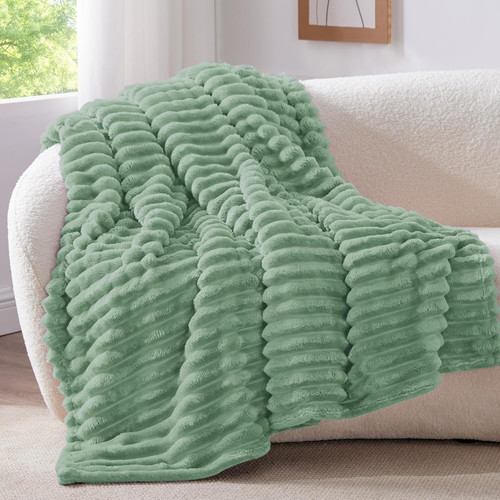 Plaid polaire vert sauge - vert, pour