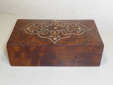 Boîte dominos ancienne en loupe de thuya Incrustations de nacre bijoux