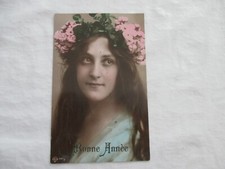 CARTE POSTALE ANCIENNE + - 1900 CPA FANTAISIE JEUNE FEMME ÉLÉGANTE BONNE ANNÉE