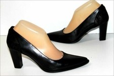 MYMA Escarpins Pointus Cuir Noir Hauts Talons T 39 TTBE