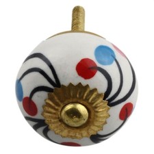 Bouton de meuble en céramique Poignée de porte Fleur 18 rouge-bleu-magenta