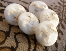 LOT DE 5 ANCIENS BOUTONS EN VERRE PRESSÉ MOULÉ VERS 1920/ 1930