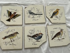 Carreaux Carrelages anciens Faience De Gien décor d oiseaux LOT 6 PIECES/7242V0