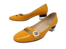 CHAUSSURES CHRISTIAN LOUBOUTIN 38 BALLERINES A TALONS EN CUIR VERNI JAUNE 800€