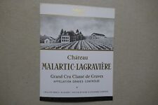 Etiquette ancienne 1957 VIN CHÂTEAU MALARTIC-LAGRAVIERE Grand Cru GRAVES
