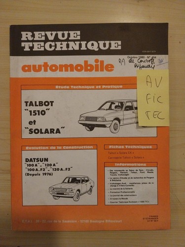 Revue technique talbot 1510 - revue,